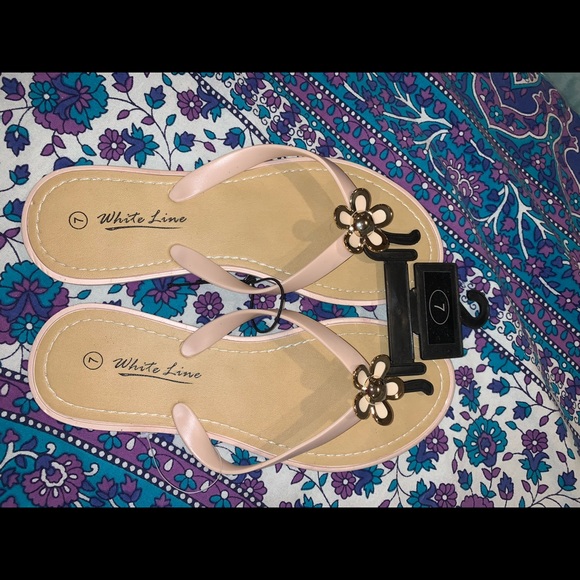 white line sandals